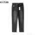 KSTUN Black Grey Jeans Men Stretch Denim Pants Casual Slim Mens Jeans Brand Man Clothes Full Length Trousers 2024 Autumn Newly