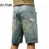 2024 Summer Denim Shorts Men Jeans Loose Fit Wide Leg Knee Length Pants Baggy Jeans Oversized Retro Blue Vintage Casual Large 42