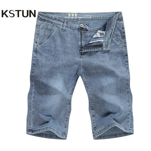 Men's Shorts Jeans Denim Shorts Light Blue Slim Straight Stretch Man Jeans Brand 2024 Casual Short Jeans Pants Cowboys Homme 