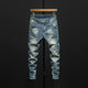 KSTUN Hip Hop Jeans Men Slim Fit Ripped Men's Pants Mens Clothing Distressed Retro Blue Stretch Denim Pants Casaul Jeans Tapered 