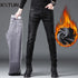 KSTUN Winter Black Jeans Men Warm Jeans Stretch Thicken Fleece Denim Pants Skinny Men's Trousers Fashion Desinger Mens Clothing