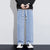 Wide Leg Jeans Men Baggy Pants Loose Fit Light Blue Elastic Waist Drawstring Fasshion Size Stipes Men's Trousers Streetwear 