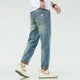 Harem Jeans Men Loose Fit 100% Cotton Men's Cropped Pants Ankle Length Retro Blue Fashion Sashes Designer Tapered High Quality 