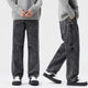 Men Baggy Jeans Wide Leg Denim Pants Casual Loose Fit Gray Snow Wash Trendy Streetwear Hip Hop Mens Clothing Students Cowboys 