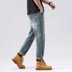 2024 Men Jeans 100% Cotton Loose Fit Fashion Pockets Desinger Saches Male Ankle Length Harem Pants Taper Streetwear Casual 