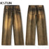 KSTUN Baggy Jeans Men Wide Leg Pants Loose Denim Trousers Retro Blue Straight Men's Clothing Large Size 40 Vintage 2024 New Kpop