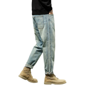 KSTUN Jeans For Men Baggy Pants Loose Fit Retro Blue Harem Pants Vintage Clothes Men Large Size Male Denim Trousers Oversized 42 
