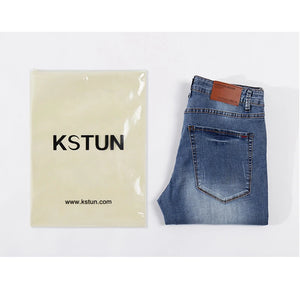 KSTUN Mens Jeans 2021 Spring Autumn Business Casual Straight Slim Fitness Elastic Blue Gentleman Trousers Cowboys Jean Hombre