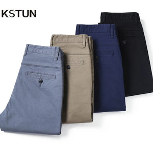 Men's Luxury Clothing Casual Pants Men Cotton Slim Striaight Chinos Fashion Trousers Male Fashion Brand Basic Mens Pants 2023
