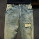Ripped Jeans Men Loose Fit Retro Blue Baggy Jeans Distressed Hip Hop Denim Pants Streetwear Biker & Moto Patchwork Frayed Jeans