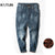 Winter Warm Jeans Men Fleece Lined Jeans Harem Pants Thicken Elastic Loose Fit Blue Pants Male Brand Plus Velvet Big Size 40 42